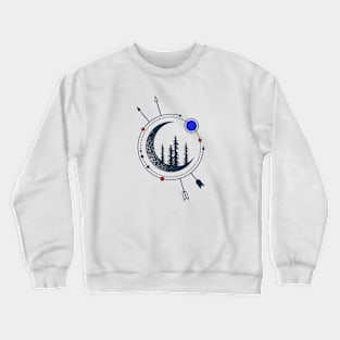 Abstract Crescent Forest, Black Design Crewneck Sweatshirt